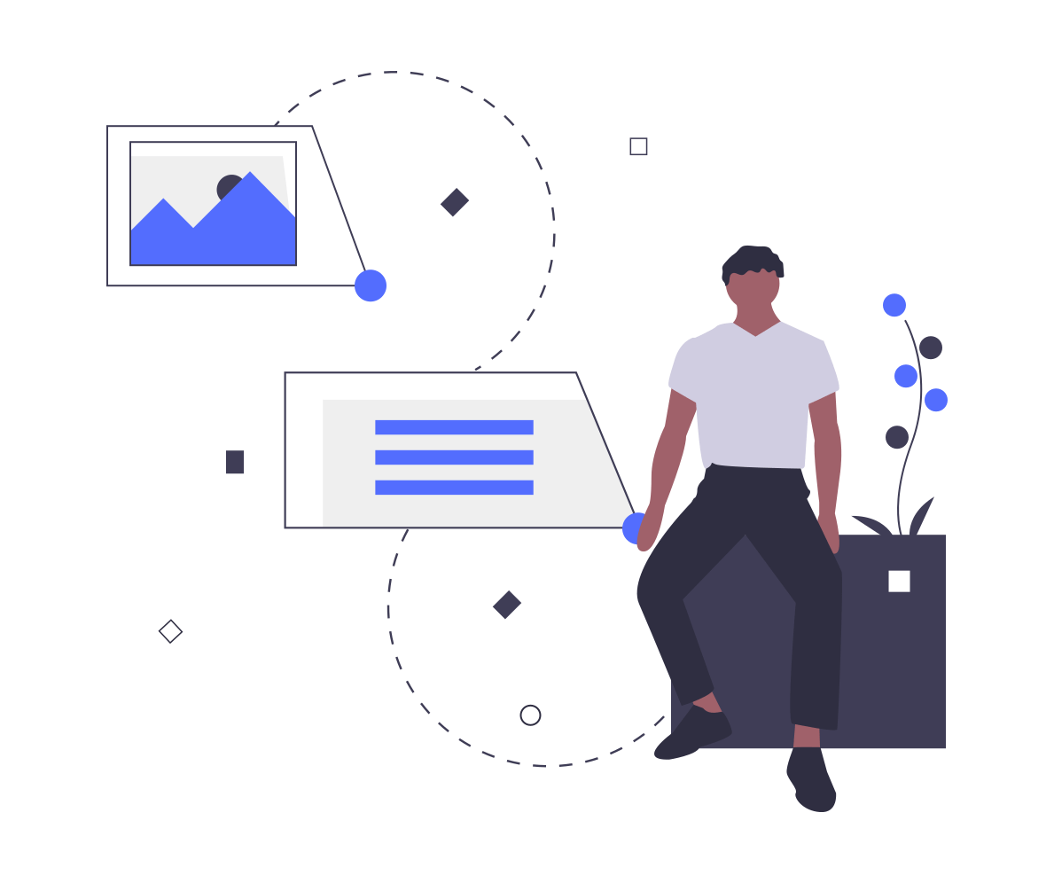 guy sitting on desk illustration